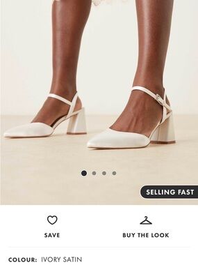 ASOS Ivory Satin Block Heel Ankle-Strap Pumps